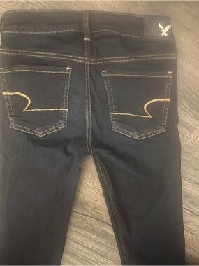 American Eagle Outfitters Dark Blue Skinny Jeans with Contrast Stitching